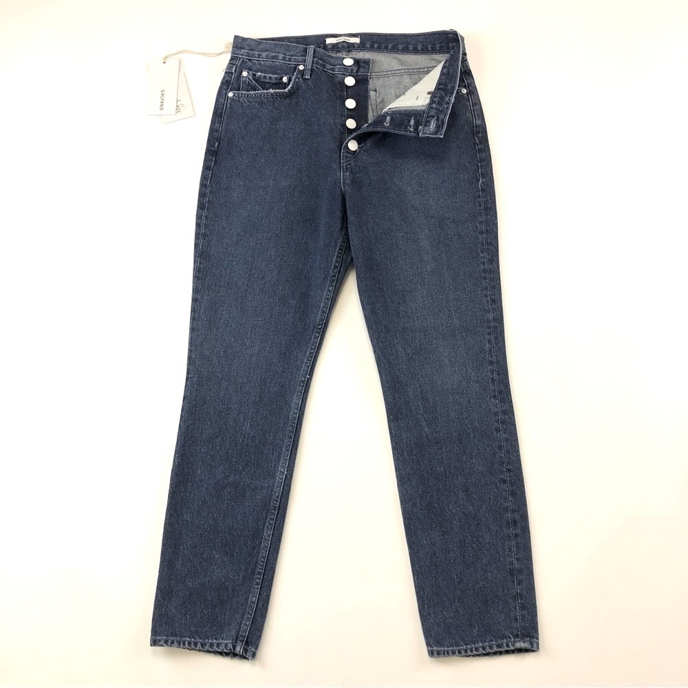 GRLFRND Karolina dark wash hi-rise button fly jeans 29” NEW with tags
